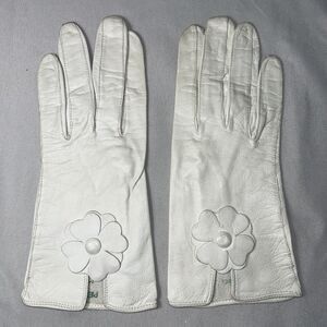 Pierre Cardin Gloves White Kidskin Leather 6 1/2 Wrist Couturier Leather Aris